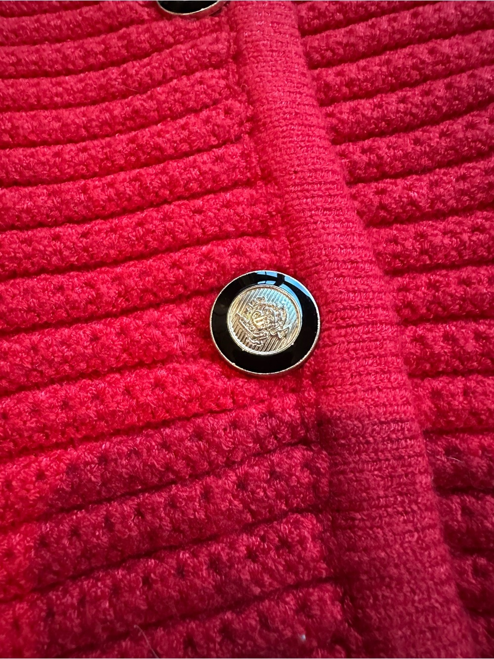 Red Ribbed Knit Button-Front Vest - Picture 2 of 5